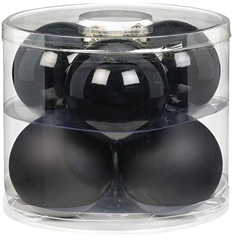MAGIC Weihnachtskugeln Glas 10cm 6 STK. Christbaumkugeln Christbaumschmuck Farbe: schwarz Opal/matt