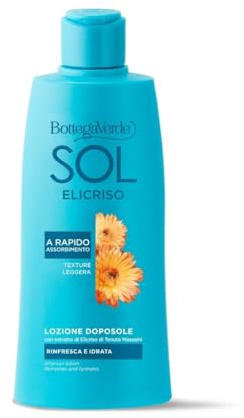 Bottega Verde - SOL Elicriso, Lozione Doposole, 200 ml, con Estratto di Elicriso di Tenuta Massaini, Rinfresca e Idrata, Texture Leggera, per Tutti i Tipi di Pelle