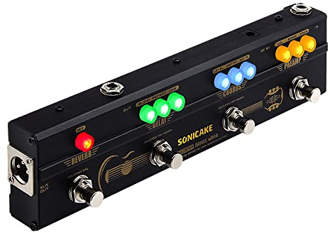 SONICAKE Multi Effektpedal Gitarre Akustikgitarre DI Box Multi Effektpedal Preamp Chorus Delay Reverb Pedal mit XLR Ausgang Sonic Wood