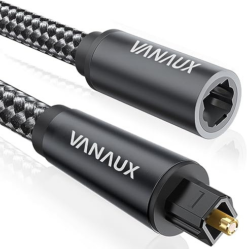 VANAUX Optical Extension Cable Digital Toslink Male to Female S/PDIF Cords Compatible with Home Theater, Sound Bar, TV, PS4, Xbox, PlayStation & More - Black (5ft/1.5m)