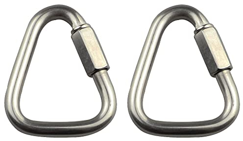 TopHomer Lot de 2 chaînes à maillons triangulaires de 12 mm en acier inoxydable avec boucle triangulaire pour escalade à connexion rapide, mousqueton à ressort pour clé