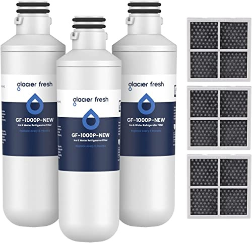 GLACIER FRESH LT1000PC ADQ747935 Kühlschrank Wasserfilter und Luftfilter, Ersatz für LG® LT1000P®/PC/PCS, LMXS28626S, LFXS26973S, MDJ64844601, ADQ74793501, ADQ74793502 und LT120F®, 3er Pack