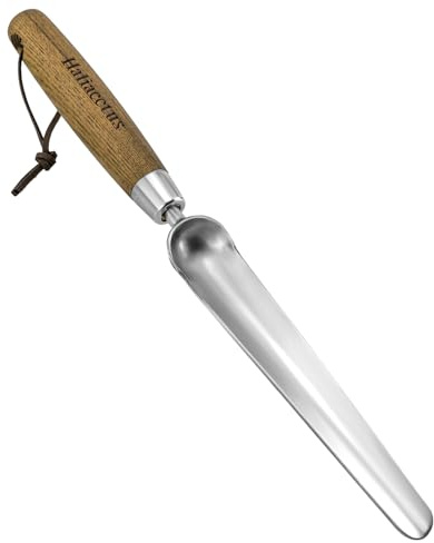 Haliaeetus Seeding Widger, Stainless Steel Garden Planting Trowel for Repotting, Long and Narrow Widger for Weeding from Tight Areas, Hand Transplanter with Wood Handle for Planting, Weeding, Digging