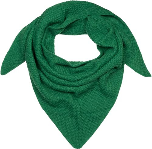 styleBREAKER Damen XXL Strick Dreieck Schal Einfarbig mit Reiskorn Strickmuster, Warmes Herbst Winter Maxi Dreieckstuch 01020048, Farbe:Dunkelgrün