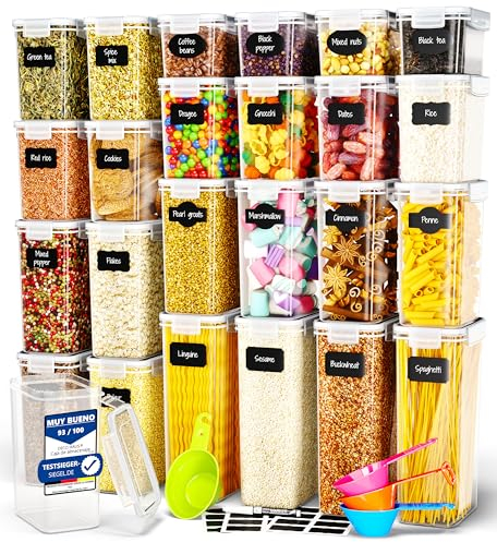 Deco haus® Vorratsdosen mit Deckel 24 Set L - Aufbewahrungsbox Küche Luftdicht Vorratsbehälter - Frischhaltedosen Behälter aus Plastik Mit Deckel - Vorratsgläser zur Aufbewahrung von Müsli, Mehl
