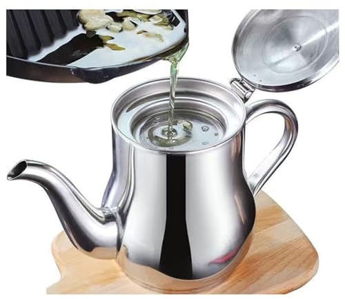 Filtro Separatore di Grassi Barattolo Contenitore Colino Olio Separatore Grasso Ciotola Separatore Grasso in Acciaio Inox Filtro Grease Multifunzione Colino Zuppa Grasso per Friggitrice(1.5L)