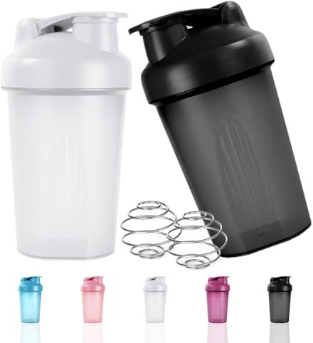 ACWOO Protein Shaker, 2PCS Shaker Proteico 500 ML con Sfera di Miscelazione, Bottiglia per Shaker con Tappo a Vite & Scala, Borraccia Palestra a Prova di Perdite, per Frullati Proteici, Senza BPA