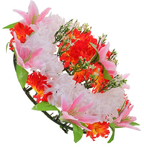 Cabilock Guirnalda de Cementerio Artificial de Luto Flores Falsas para Tumba Artificial Funeraria de 12 Pulgadas de Sacrificio Coronas de Acebo para