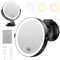 Gospire 7 Wall Mounted Makeup Mirror With Lights and 10X Magnification, 3 Color Lighted Bathroom Mirror With Powerful Locking Suction Cup, Shaving for Men, Led for Desk - Black