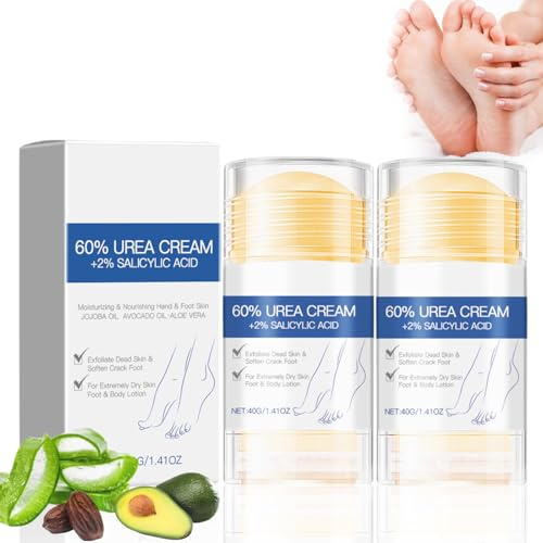 Jorun 2 Pcs Urea Foot Cream 60% + 2% Cracked Heel Repair Cream | 80g Urea Cream for Cracked Heels and Dry Skin,Foot Cream for Hard Skin Can Deeply Moisturizes and Softens Dead Skin