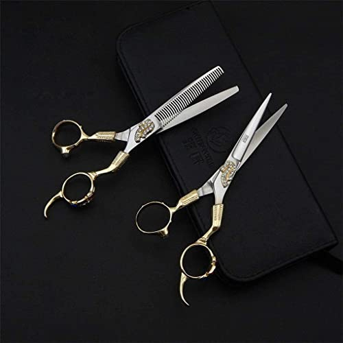Genérico Tijeras De Barbero, Tijeras De Entresacar De Acero Inoxidable, Herramientas De Barbero Anticorrosión, Tijeras Ergonómicas para El Cabello, Kit De Barbería para Salón En Casa