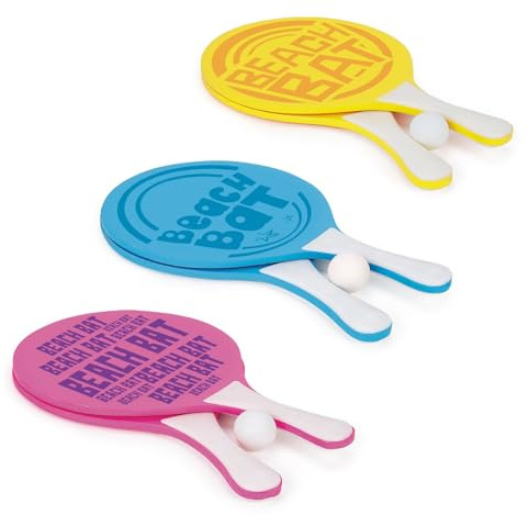 Summer Fun - 3 x Outdoors Paddle Bat & Ball Set - Beach Sandpit