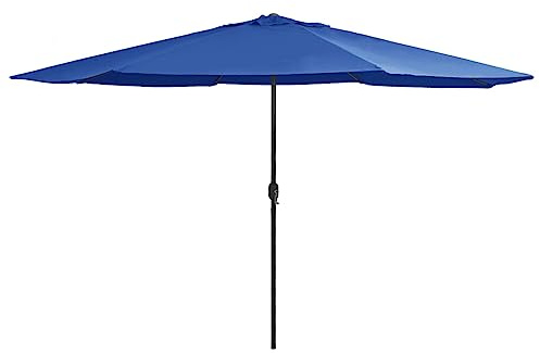 YuuSsea Garden Parasol Azure Blue 11.8 ft 100% Polyester, Metal Collapsible Round Outdoor Patio Canopy Sunshade for Balcony Terrace