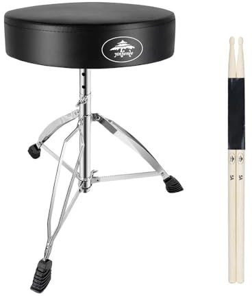 Foyarinal Saddle Drum Throne, Adjustable Height Drum Stool for Adults & Beginner, Ergonomic Padded Seat with Tripod Base, Comfortable Drum Set Stool, Ideal Gift for Drummers Men Teens