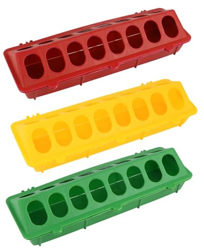 TEHAUX Mangiatoia per Polli 3 Pezzi, Ciotola per Cibo per Piccioni in Plastica Resistente, Design Ribaltabile Anti-sversamento, Adatta per Anatroccoli, Quaglie e Uccelli Colore Casuale