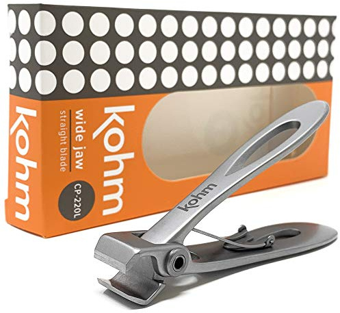 KOHM Nail Clippers for Thick Nails - Heavy Duty, Wide Mouth Professional Fingernail and Toenail Clippers for Men, Women & Seniors, Silver