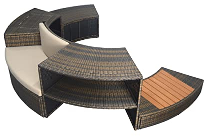 N NETSPA - Mueble Individual - Vita 140 - para Spa - SP-MOB140R - Set de 5 Módulos Adicionales - Compatible con Spa Semi-Rígido Vita - Bancos Confortables de PVC Trenzado/Estructura de Aluminio.