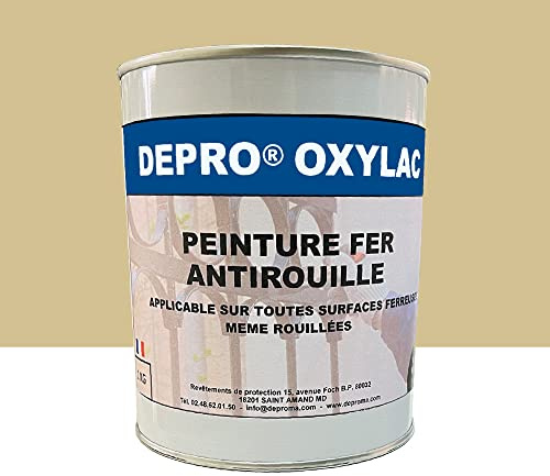 OXYLAC Peinture antirouille pour métal neuf et rouillé - 1KG (BEIGE)