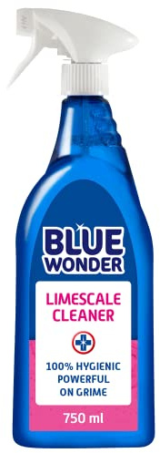 Blue Wonder Limescale Cleaner, Scale Remover Spray, Professional Grade Hygienic Bathroom Descaler, Removes Grime, Stains & Deposits from Shower Heads, Taps, Mirrors, Baths & Screens – Large 750ml Size