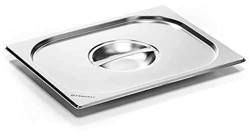 Forgast Tapa de Acero Inoxidable | Ecológica | Formato GN 1/2 | Tamaño 32,5x26,5 cm | para Recipiente GN | Recipiente Gastronorm de Acero Inoxidable | Apta para Lavavajillas