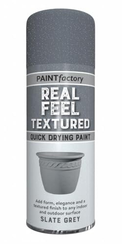 AlezyB 1 x Real Feel Textured Slate Grey Spray Paint 400ml, Quick Drying, Decorative Effect Aerosol Can for Wood Metal