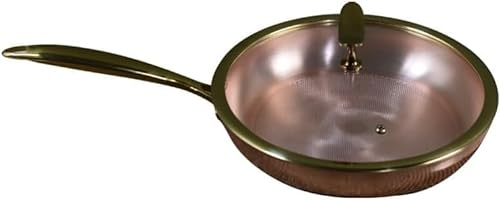 Funmaker Pentole in rame puro, pentole in rame martellato, pentole e padelle in rame martellato, wok (26 cm)
