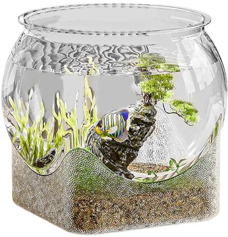 Rundes Fischglas mit Breiter Öffnung, Dekoratives Mittelstück, Transparentes Glas - Tragbar und Ideal für Heimdekoration und Vase