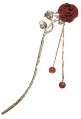 Bocchette per capelli bastone regalo donna unica rosa dolce decorazione floreale forcella capelli rosso vino