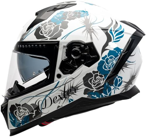 MOTOBLOUZ EROS FELINE Casque intégral avec visière Solaire | Homologué ECE 22.06 | Casque Full-Face Moto et Scooter | Femmes et Hommes | Tailles XS-XL