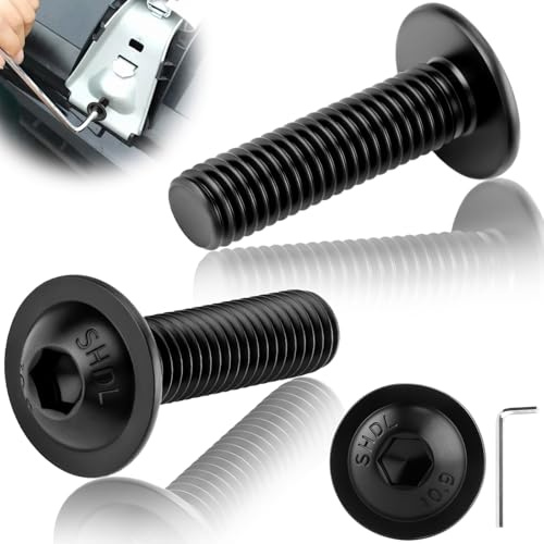 sturiz 50 stycken linshuvudskruvar M6x30 mm skruvar, svarta med fläns, Torx, platta huvudskruvar, gängskruvar, helgängade, insexnyckel för bordsben, fordonstillverkning