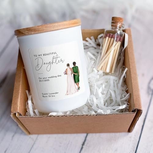 Pomchick - to My Beautiful Daughter Wedding Candle Gift for Bride A Heartfelt Keepsake to Celebrate her Congratulations on Your Wedding Day from Mum