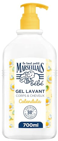 Le Tout Petit Marseillais Bébé – Gel Douche Lavant Doux Corps & Cheveux Calendula (700 mL) – Respectueux des peaux sensibles dès la naissance – Testé sous contrôle pédiatrique et ophtalmologique