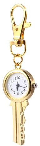 Abaodam Vintage Golden Alloy Quartz Pocket Watch Keychain with Unique Round Key Shape, Portable Fashion Accessory Suitable for Everyday Use