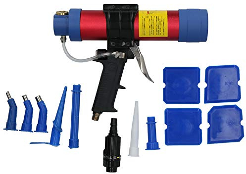 Culnflun Pneumatic Air Powered Caulking Gun Tool for Solar Panel Installation Bathtub Glass Door Aquarium Sealant Application with Adjustable Aluminum Body and Even Glue Output Con