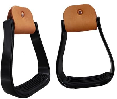 Haodream Staffe Western Professionali con Tappetino in Gomma, Design in Alluminio per Staffe per Equitazione Sport Equestri Stabili
