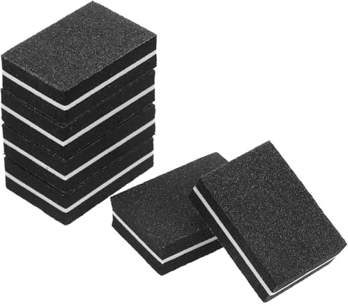 BEBEMOKO 50 Piezas de Limas de Uñas Bloque Pulidor de Esponja Negro, Doble Cara, Portátil y Ligero para Manicura y Uso en Salón Profesional