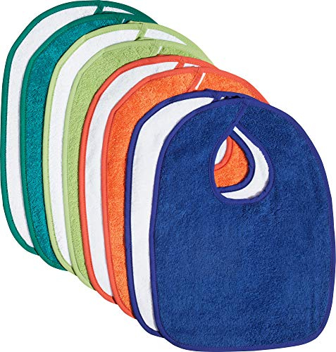 Erwin Müller Baby-Lätzchen, Kinder-Latz 8er-Pack Frottier kräftig Größe - 100% Baumwolle, mit Klettverschluss, flauschig weich