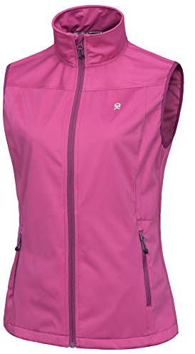 Little Donkey Andy Women's Lightweight Softshell Vest, Windproof Sleeveless Jacket for Running Hiking Travel, Rose M
