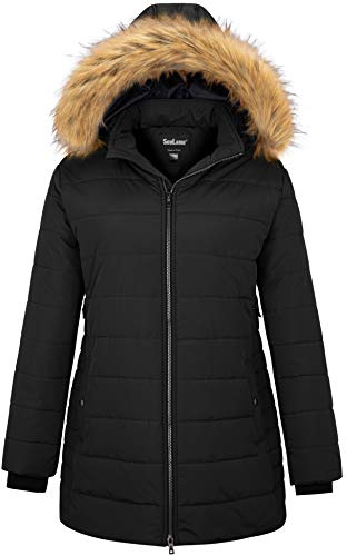 Soularge Women's Winter Plus Size Long Padded Coat Maternity Outwear (Black,5X)