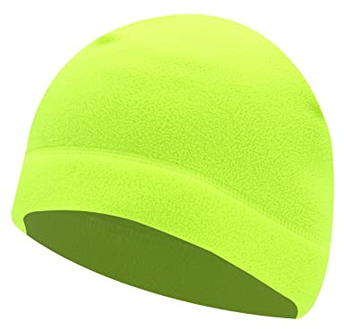 Cicilin 2 delar dödskallemössa mössa termisk töjbar vinter cykelmössa fleece hjälmfoder andningsbara mössor unisex löparmössor, Självlysande grönt, one size