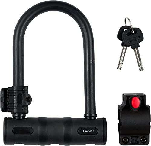 Urbanite Bügelschloss UUL/K mit Schlüssel + Halterung - stabiles Fahrradschloss mit 13 mm starkem Bügel - für E-Bikes, Motorräder und mehr - Schwarz