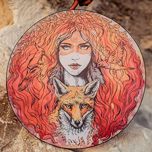 MISNODE Tamburo sciamanico, 9.8, tamburo sciamanico fatto a mano, 8 Tune Spirit Sound Healing Frame Drum con bacchetta, regalo per gli amanti della musica