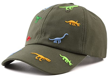 XIAOHAWANG Chapeau De Soleil pour Enfant Dinosaur Casquette De Baseball Été Chapeux Réglable Garçon Fille Casquette Dinosaure Enfant Casqette Coton 0-6Ans (Vert armée,48cm)