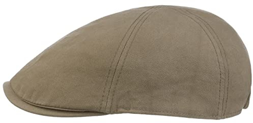 Lipodo Washed Cotton Flat Cap Herrar - bomullskeps keps med skärm Sommar Vår-sommar - L (57-58 cm) olivgrön