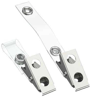 Uniclife 50 clip per badge in metallo con cinghie in PVC trasparente, porta badge a doppio foro e clip a scatto resistenti per etichette con nome