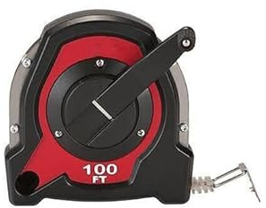 Long Tape Reel Compatible with Milwaukee 48-22-5101 100 ft. Closed Reel Long Tape Measure, Folding Hook, Metal, Red