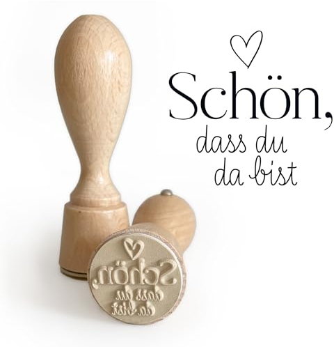 Hochwertiger Stempel schön, dass du da bist | Holz | Ø 3 cm | made in Germany | Textstempel, DIY für deine Hochzeit, Feier, Karten, Gastgeschenke
