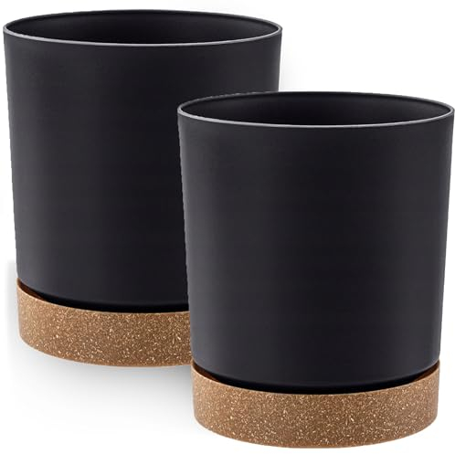 PECZEKO Blumentopf matt, Pflanzkübel aus Übertopf Kunststoff Dekorativer Topf für, groß und klein Pflanzen, 2er-Set blumenkübel, blumenkübel kräutertopf (2 Pack) Anthrazit, ø 20 cm