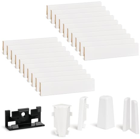 KGM Sockelleisten Komplett-Set 48 m MEGA Weiß MDF mit Clips & Ecken