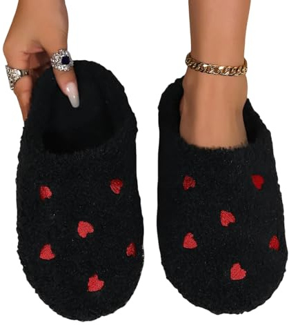 ZuoXun Pantoufles Hiver Femmes Pantoufles en Forme de Cœur Amour Silencieuses Semelles Souples Chaussures d'Intérieur